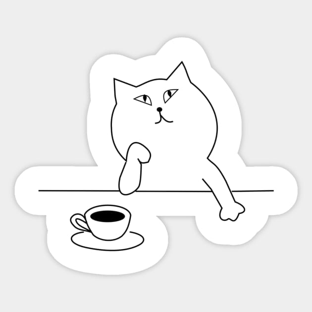Cat and coffee Sticker by MiljanaVuckovic
